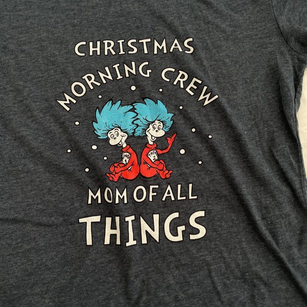 Women Christmas Morning Crew T-Shirt in Heathered Gray Small - Picture 5 of 7